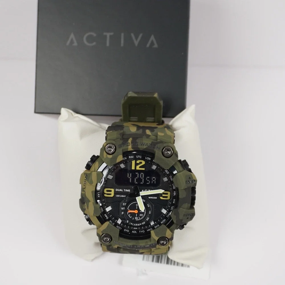 Activa‎ by Invicta Mens Camo Dual Time Sport Watch ACW1637-004 Green New Boxed